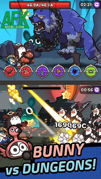 Cùng chú thỏ của bạn chiến đấu tiêu diệt bọn quái vật trong game Bunny Game: Hero Pals 2