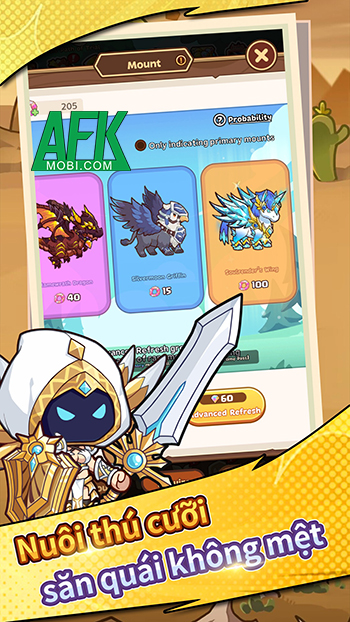 Hóa thân hiệp sĩ ngày đánh quái đêm mở hòm trong game Amazing Knight 2