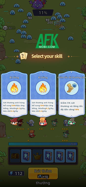 Quay rút thưởng để dàn trận các anh hùng cho việc phòng thủ trong game Gambit Heroes 2