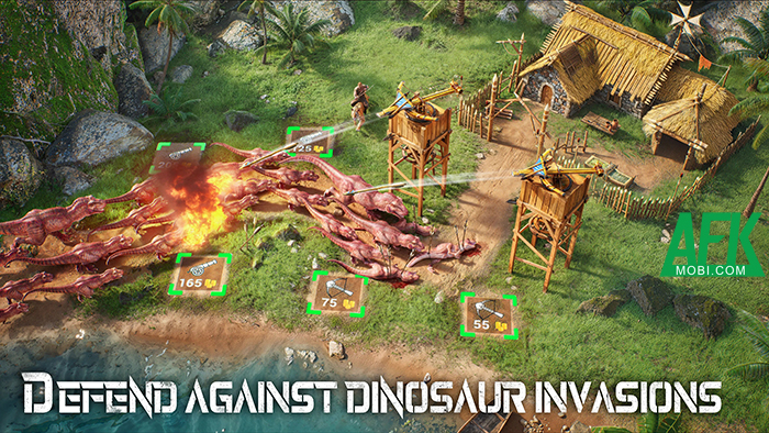 Xây dựng khu căn cứ của bạn trên một hòn đảo khủng long tại game Jurassic War Survival 3