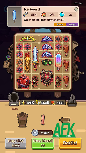 Xếp các trang bị vào balo để phòng thủ trước các đợt kẻ thù trong game BagMaster Isekai 3 Xếp các trang bị vào balo để phòng thủ trước các đợt kẻ thù trong game BagMaster Isekai 3