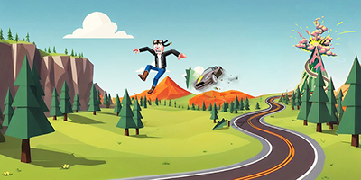 Điều khiển xe đứt phanh chạy tránh các chướng ngại vật với game Faily Brakes Roadtrip