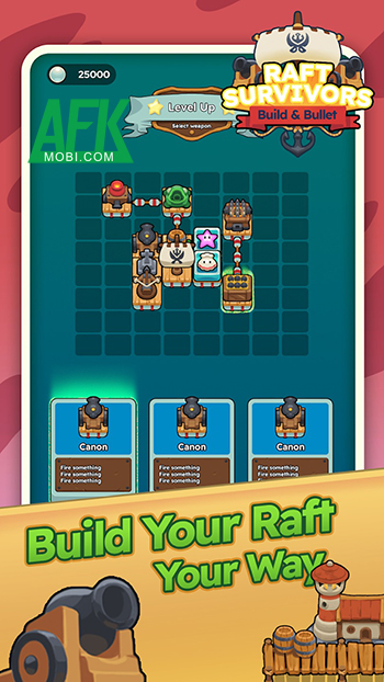 Bảo vệ chiếc bè trước bọn quái vật biển trong game Raft Survivors: Build & Bullet 3