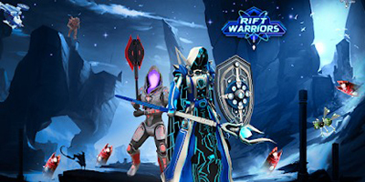 Phòng thủ trước bọn quái vật đi ra ra từ vết nứt không gian trong game The Rift Warrior