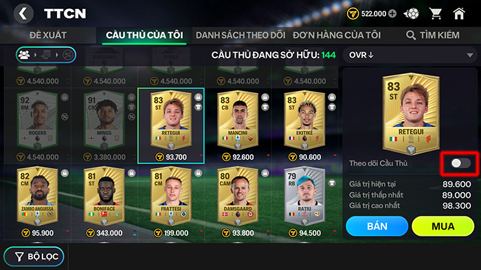 Hướng dẫn nhập môn Thị Trường Chuyển Nhượng trong game EA Sports FC Mobile Vietnam 2 Hướng dẫn nhập môn Thị Trường Chuyển Nhượng trong game EA Sports FC Mobile Vietnam 2