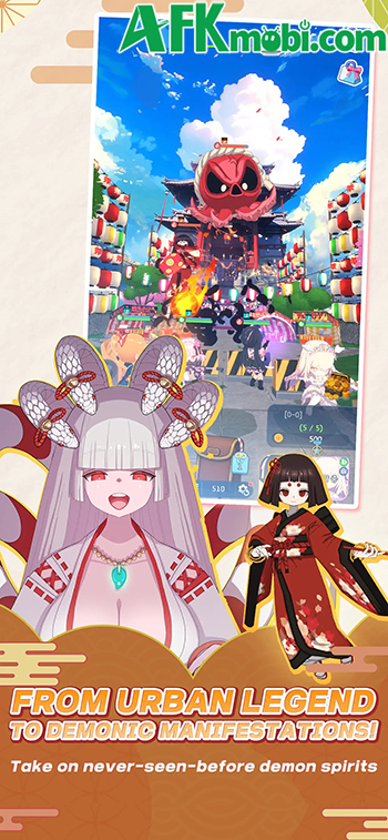 Tập hợp đội nữ sinh chibi tiêu diệt bọn ma quỷ trong game Ayakashi Rise: AFK Demon Hunt 0