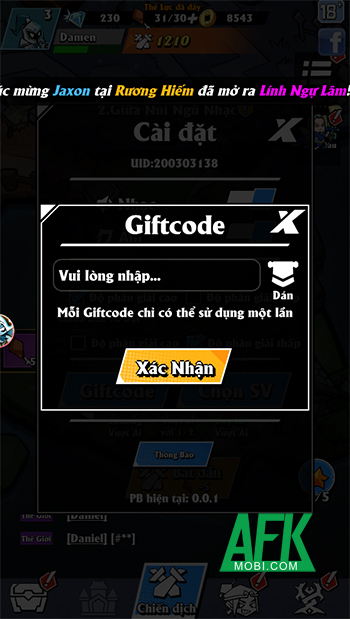 Tổng hợp gift code game Chiến Thần MINI mới nhất trong tháng 0