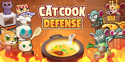 Bảo vệ nồi súp trước các đợt kẻ thù là bọn chuột trong game Cat Cook: Defense