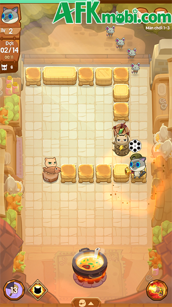 Bảo vệ nồi súp trước các đợt kẻ thù là bọn chuột trong game Cat Cook: Defense 1 Bảo vệ nồi súp trước các đợt kẻ thù là bọn chuột trong game Cat Cook: Defense 1