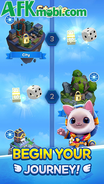 Kiếm tiền xây dựng các công trình thông qua việc tung xúc xắc với game LINE GetRich GO 3