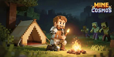 Mine Cosmos game mô phỏng chiến thuật với phong cách đồ họa khối hộp của Minecraft