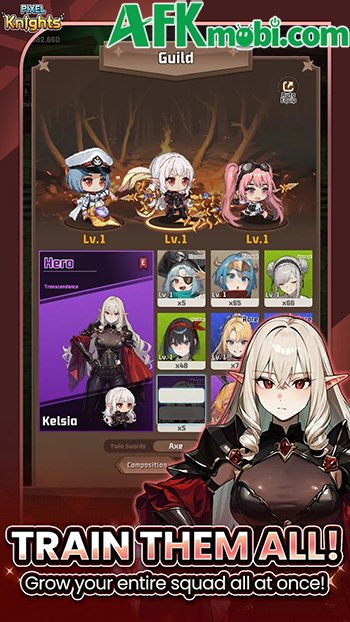 Tập hợp đội nữ hiệp sĩ chibi ngộ nghĩnh trong game nhàn rỗi Pixel Knights: Idle RPG 0