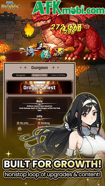 Tập hợp đội nữ hiệp sĩ chibi ngộ nghĩnh trong game nhàn rỗi Pixel Knights: Idle RPG 4