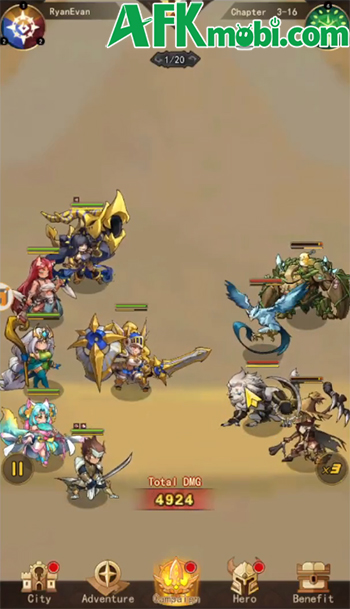 Tập hợp các anh hùng để bảo vệ lục địa trước bóng tối trong Rookie to Legend: Idle RPG 1