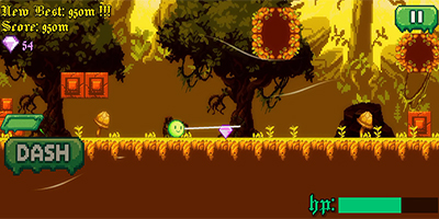 Cố gắng cho chú slime nhỏ di chuyển xa nhất có thể trong game SlimyLeap