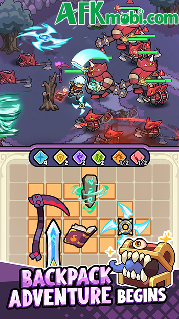 Quản lý balo đựng trang bị đi phiêu lưu trong game Backpack Legends Adventure RPG 3