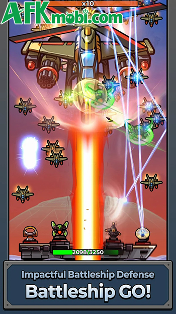 Phòng thủ trước các đợt kẻ thù từ trên không trong BattleShip Go: Monster Wave 1
