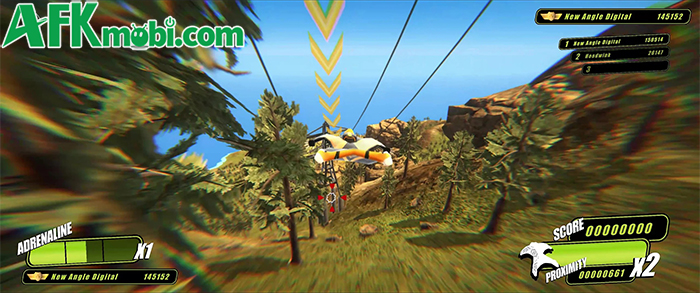 Bay bằng bộ đồ cánh dơi, tránh các chướng ngại vật trong game Dare Up Adrenaline Mobile 2