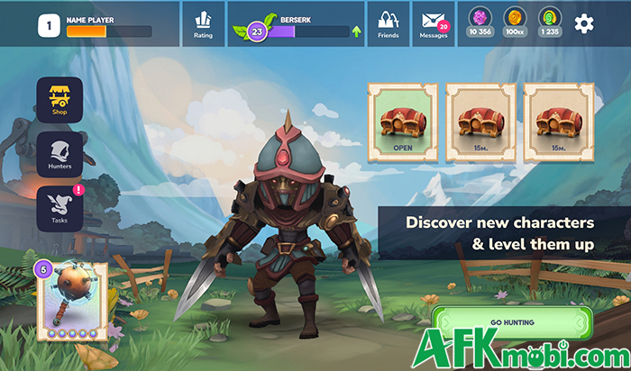 Điều khiển nhân vật thợ săn bắt đầu những cuộc săn trùm với Mansi Hunter: Roguelike RPG 0