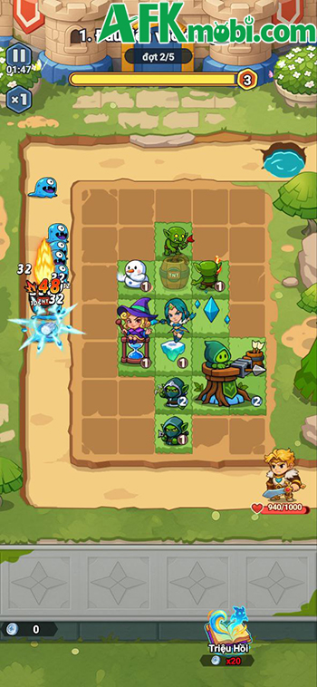 Triệu hồi các đơn vị ngẫu nhiên để dàn trận phòng thủ trong game Packlands Defense 2