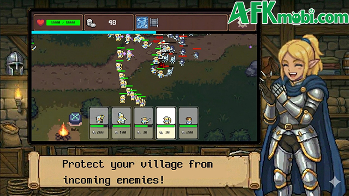 Xây dựng bộ bài chiến lược để sử dụng bảo vệ vương quốc trong game SuperPixelKnights 1