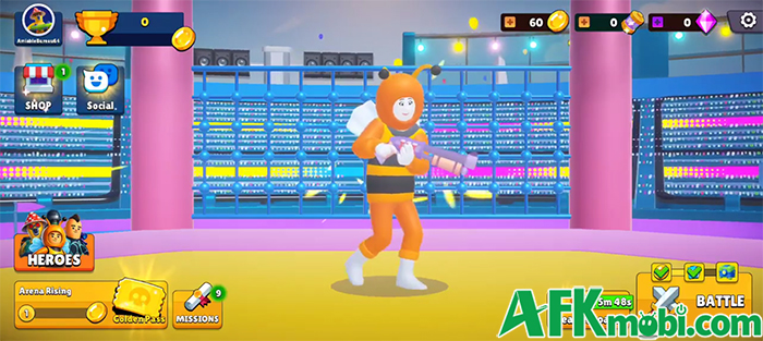 Chiến đấu bên trong đấu trường sân vận động đầy khán giả hò treo với game Arena Blast 0