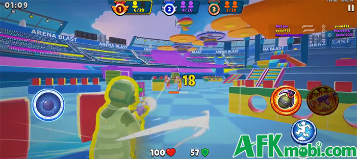 Chiến đấu bên trong đấu trường sân vận động đầy khán giả hò treo với game Arena Blast 3