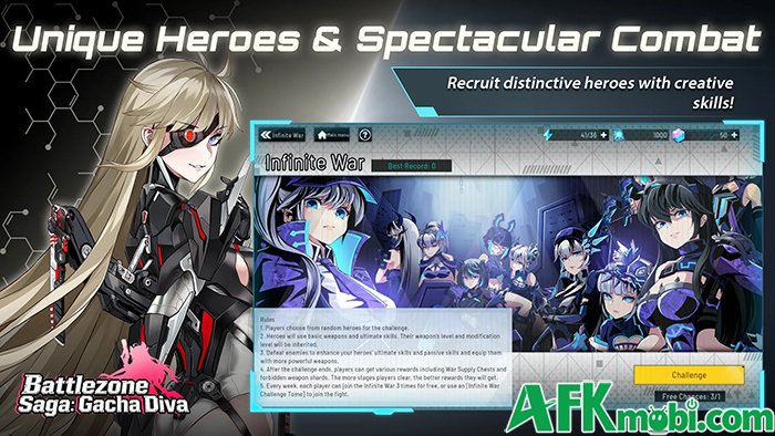 Dẫn dắt các nữ chiến binh chống lại tổ chức xấu xa trong game Battlezone Saga: Gacha Diva 3