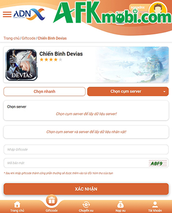 Tổng hợp gift code game Chiến Binh Devias mới nhất trong tháng 0