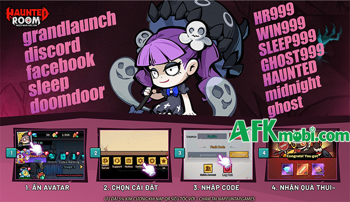 Tổng hợp gift code game Haunted Room: Ngôi Nhà Hắc Ám mới nhất trong tháng 0