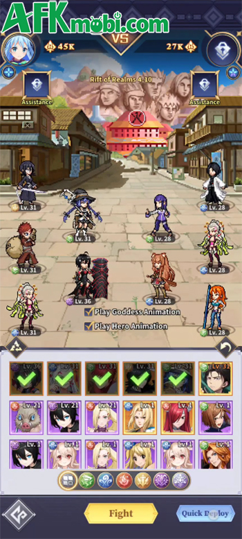 Pixel Idle: Showdown game đấu tướng chủ đề đa vũ trụ anime với phong cách đồ họa pixel 1