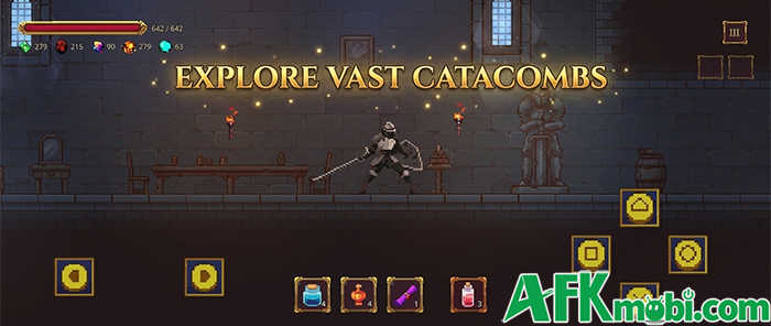 Chiến đấu khám phá hầm ngục tối trong game hành động cuộn cảnh Pixel Souls 0