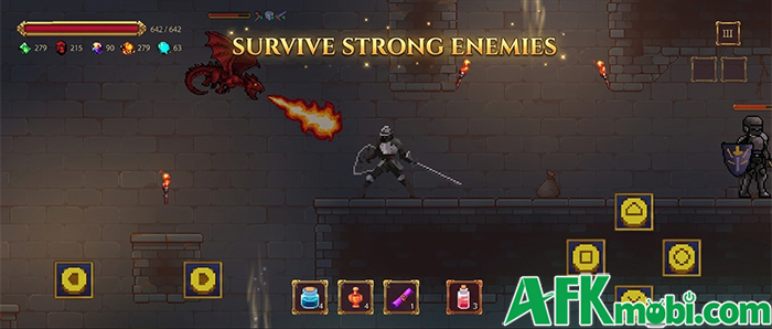 Chiến đấu khám phá hầm ngục tối trong game hành động cuộn cảnh Pixel Souls 1