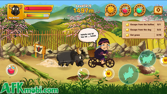 Điều khiển trâu chạy tránh các chướng ngại vật, tìm kiếm sự tự do với game Trâu Phượt 2