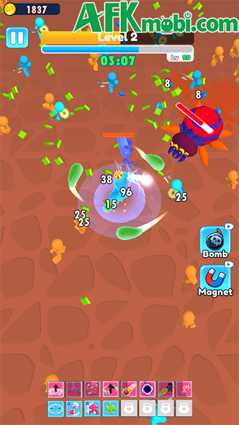 Điều khiển nhân vật là khối chất dẻo hình người chiến đấu sinh tồn trong Blob Heroes 4