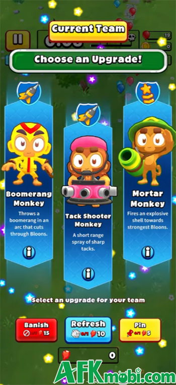 Điều khiển các chú khỉ chiến đấu sinh tồn trước những quả bong bóng trong Bloons Blitz 2