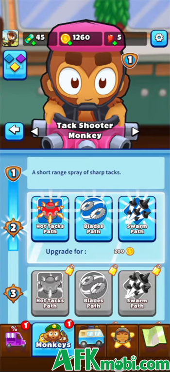 Điều khiển các chú khỉ chiến đấu sinh tồn trước những quả bong bóng trong Bloons Blitz 5