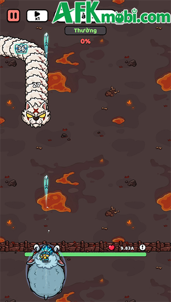 Bắn tiêu diệt những sinh vật dài khổng lồ trong game phòng thủ Caveman Survivor 1