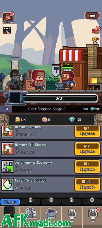 Hammer the Hit: Idle RPG game clicker kết hợp nhàn rỗi lấy chủ đề rèn trang bị đi ngục tối 2