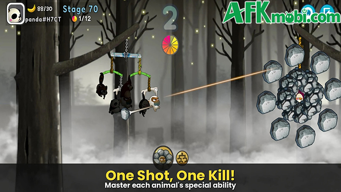 Bắn hạ cho những động vật rơi xuống đất trong game Monkey Battle: Swing Shot 3 Bắn hạ cho những động vật rơi xuống đất trong game Monkey Battle: Swing Shot 3