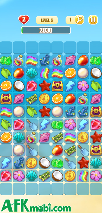 Ghép cặp các hình giống nhau trong game giải đố đơn giản Onet Paradise 3