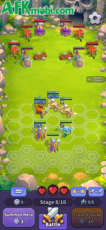 Rush Hero: AFK Legends RPG game chiến thuật roguelike theo phong cách cờ tự động 3