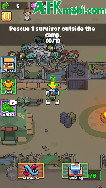 Tiêu diệt bọn xác sống để phát triển khu căn cứ trong game Zombie Idle Defense 1