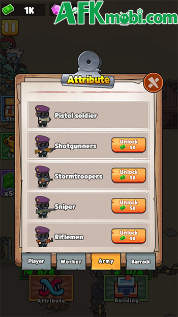 Tiêu diệt bọn xác sống để phát triển khu căn cứ trong game Zombie Idle Defense 3