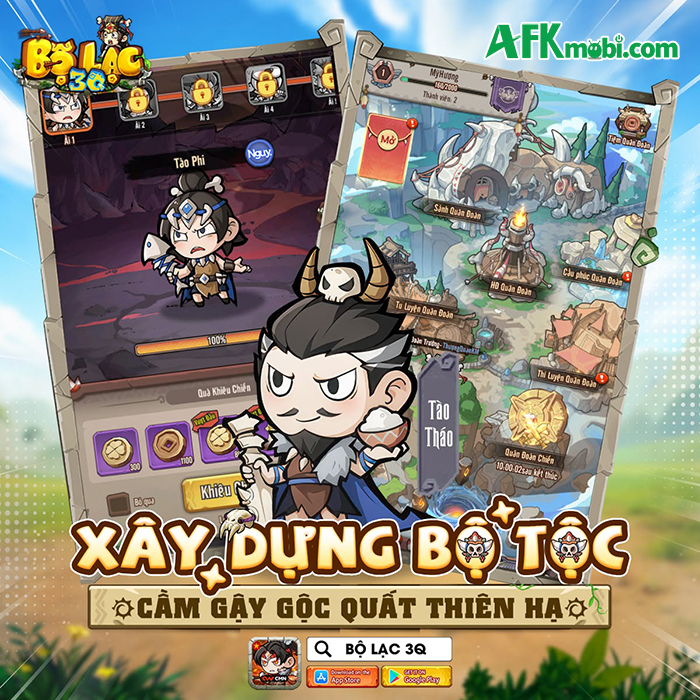 Bộ Lạc 3Q game idle thẻ tướng Tam Quốc có phong cách tiền sử hài hước độc đáo 3