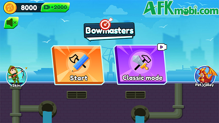 Canh lực đồng thời điều chỉnh góc độ để bắn hạ bọn kẻ thù trong game Bowmasters 0