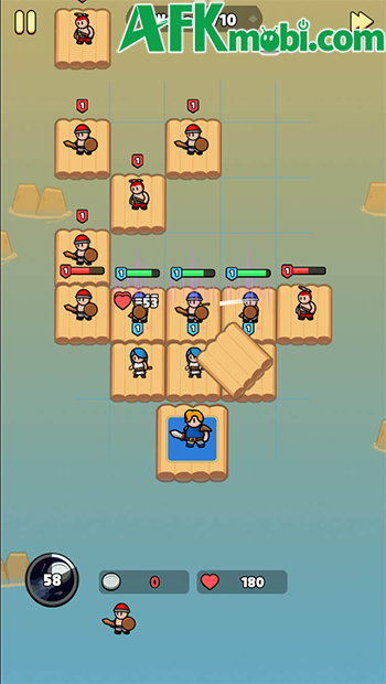 Dàn trận bảo vệ nhà vua trước những đợt quân thù trong game Breakthrough Team 2