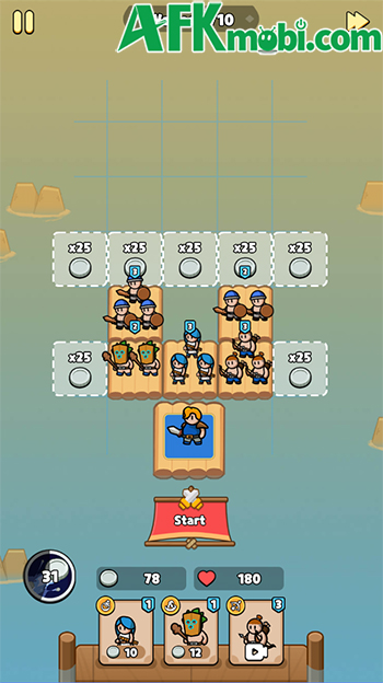 Dàn trận bảo vệ nhà vua trước những đợt quân thù trong game Breakthrough Team 3