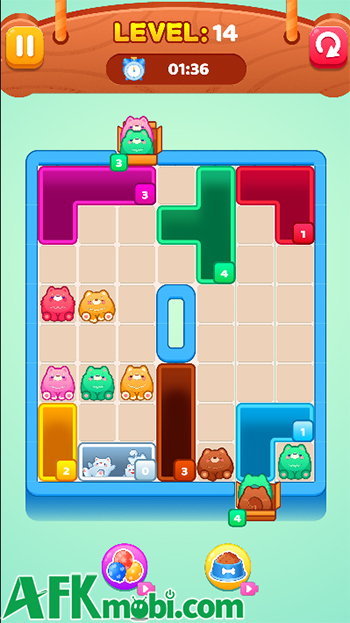 Gom hết mèo cùng màu vào khối hố màu tương ứng trong game casual giải đố Drop The Cat 1 Gom hết mèo cùng màu vào khối hố màu tương ứng trong game casual giải đố Drop The Cat 1