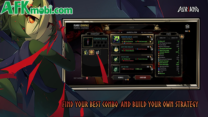 Điều khiển anh hùng Sầu riêng chiến đấu sinh tồn trong game Duriano: Roguelike RPG 3